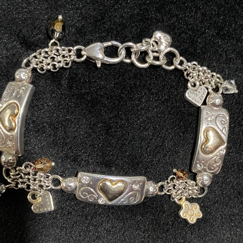 Brighton Silver and Gold Plating Heart Charm Bracelet